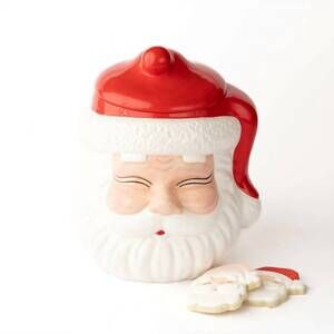 NEW 8 OAK LANE santa cookie jar - breakable in red